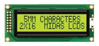MC21605B6WK-SPTLY-V2: Alphanumeric LCD, 16 x 2, 5V, English, Euro, Japanese, Transflective