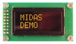 MCOB20805AV-EYP: Graphic OLED, 8 x 2, Yellow on Black, 5V, Parallel, 58mm x 32mm, -40 °C