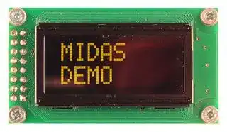 MCOB20805AV-EYP: Graphic OLED, 8 x 2, Yellow on Black, 5V, Parallel, 58mm x 32mm, -40 °C