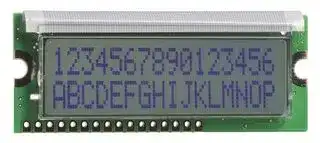 LCM-S01602DTR/M: Alphanumeric LCD, InfoVue, 16 x 2, Black on Grey, 5V, Parallel, English, Japanese, Reflective