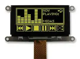 MCOT128064GV-YM: Graphic OLED, 128 x 64, 3.3V, I2C, 73mm x 41.9mm, -40 °C