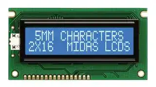 MC21605A6WR-BNMLW-V2: Alphanumeric LCD, 16 x 2, 5V, English, Cyrillic, Japanese, Transmissive