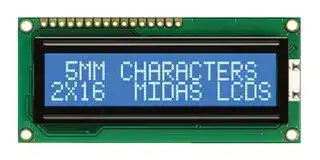 MC21605C6W-BNMLW-V2: Alphanumeric LCD, 16 x 2, White on Blue, 5V, Parallel, English, Japanese, Transmissive