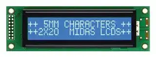 MC22005A6W-BNMLW-V2: Alphanumeric LCD, 20 x 2, White on Blue, 5V, Parallel, English, Japanese, Transmissive