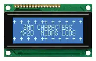 MC42004A6W-BNMLW-V2: Alphanumeric LCD, 20 x 4, White on Blue, 5V, Parallel, English, Japanese, Transmissive