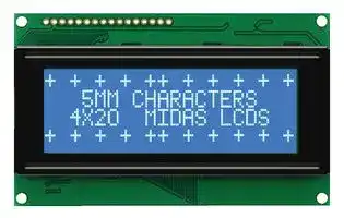 MC42005A6W-BNMLW-V2: Alphanumeric LCD, 20 x 4, White on Blue, 5V, Parallel, English, Japanese, Transmissive
