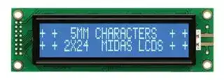MC22405A6W-BNMLW-V2: Alphanumeric LCD, 24 x 2, White on Blue, 5V, Parallel, English, Japanese, Transmissive
