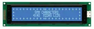 MC44005A6W-BNMLW-V2: Alphanumeric LCD, 40 x 4, White on Blue, 5V, Parallel, English, Japanese, Transmissive