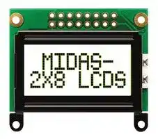 MC20805B6W-FPTLW-V2: Alphanumeric LCD, 8 x 2, 5V, English, Japanese, Transflective