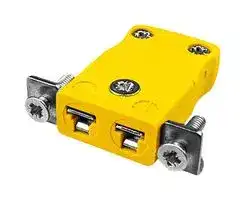 AM-K-SSPF: Thermocouple Connector, Miniature, Yellow, Socket, Type K, ANSI, Stainless Steel Mounting Bracket