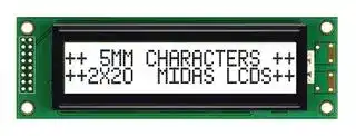 MC22005A6W-FPTLW-V2: Alphanumeric LCD, 20 x 2, Black on White, 5V, Parallel, English, Japanese, Transflective