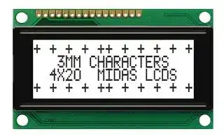 MC42004A6W-FPTLW-V2: Alphanumeric LCD, 20 x 4, Black on White, 5V, Parallel, English, Japanese, Transflective