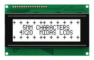 MC42005A6W-FPTLW-V2: Alphanumeric LCD, 20 x 4, Black on White, 5V, Parallel, English, Japanese, Transflective