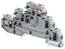 1SNA115537R0500: DIN Rail Mount Terminal Block, 6 Ways, 12 AWG, 4 mm², Screw, 22 A
