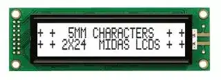 MC22405A6W-FPTLW-V2: Alphanumeric LCD, 24 x 2, Black on White, 5V, Parallel, English, Japanese, Transflective