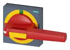 8UD1851-3AE05: Handle, with Masking Frame, Red/Yellow, 140 mm, 3KC0 Series Transfer Switching Equipment