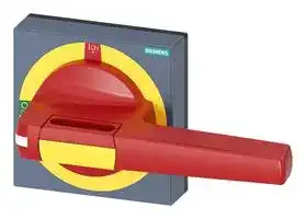 8UD1851-3AF05: Handle, with Masking Frame, Red/Yellow, 140 mm, 3KD & 3KF Series Switch Disconnectors