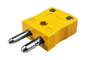 AS-K-M: Thermocouple Connector, Standard, Yellow, Plug, Type K, ANSI, In Line