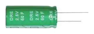 DRE105S0EF12RRDAP: Supercapacitor, 1 F, 2.5 V, PC Pin, -20%, +50%, 3.5 mm, 1000 hours @ 70°C