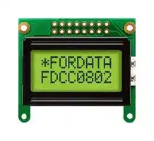FC0802E00-FHYYBH-91SE: Alphanumeric LCD, 8 x 2, Black on Yellow / Green, 3V, English, Japanese, Transflective