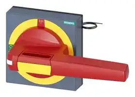 8UD1851-3CD05: Handle, with Masking Frame, Red/Yellow, 140 mm, 3KD & 3KF Series Switch Disconnectors