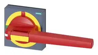 8UD1861-4AD05: Handle, with Masking Frame, Red/Yellow, 200 mm, 3KD & 3KF Series Switch Disconnectors