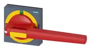 8UD1861-4AE05: Handle, with Masking Frame, Red/Yellow, 200 mm, 3KC0 Series Transfer Switching Equipment