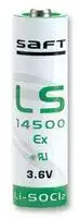 LS14500EX: Battery, 3.6 V, AA, Lithium Thionyl Chloride, 2.6 Ah, Raised Positive and Flat Negative