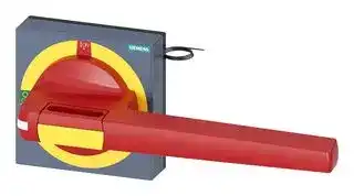 8UD1861-4CF05: Handle, with Masking Frame, Red/Yellow, 200 mm, 3KD & 3KF Series Switch Disconnectors
