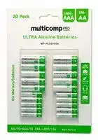 MP-PE000004: Battery, 1.5 V, AAA, AA, Alkaline, 1.1 Ah, Raised Positive and Flat Negative, 20
