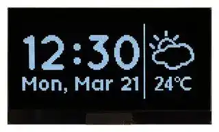 MCOT128064SV-WM: Graphic OLED, 128 x 64 Pixels, White on Black, 3V, I2C, Parallel, SPI, 73mm x 41.86mm, -40 °C