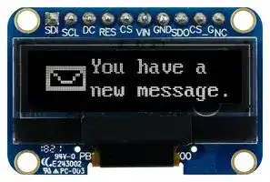 MDOB128032HV-WS: Graphic OLED, 128 x 32 Pixels, White on Black, 3V, SPI, 35.4mm x 23.5mm, -40 °C