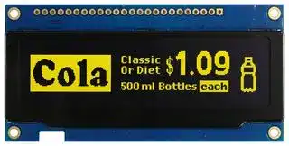 MDOB256064B1V-YM: Graphic OLED, 256 x 64 Pixels, Yellow on Black, 3V, Parallel, SPI, 89.2mm x 44mm, -40 °C