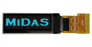 MDOG128032C2V-BS: Graphic OLED, 128 x 32 Pixels, Black on Blue, 3V, SPI, 30mm x 11.5mm, -40 °C