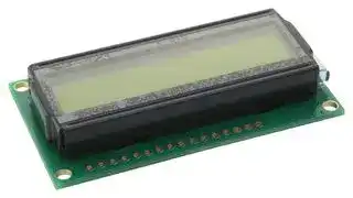 FC1602L00-FHYYBW-51*R: Alphanumeric LCD, 16 x 2, Black on Yellow / Green, 5V, English, Russian, Transflective