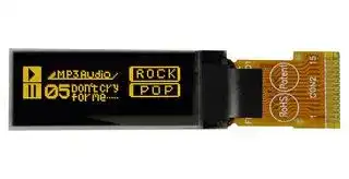 MDOG128032C2V-YS: Graphic OLED, 128 x 32 Pixels, Yellow on Black, 3V, SPI, 30mm x 11.5mm, -40 °C