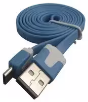 VA-FC-1M-BLW: USB Cable, Flat Cable, Type A Plug to Micro Type B Plug, 1 m, 3.28 ft, USB 2.0, Blue