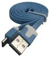 VA-FC-1M-BLW: USB Cable, Flat Cable, Type A Plug to Micro Type B Plug, 1 m, 3.28 ft, USB 2.0, Blue