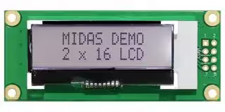 MD21605B6W-FPTLWI3: Alphanumeric LCD, 16 x 2, Black on White, 3V, I2C, English, Japanese, Transflective