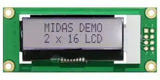 MD21605B6W-FPTLWI3: Alphanumeric LCD, 16 x 2, Black on White, 3V, I2C, English, Japanese, Transflective