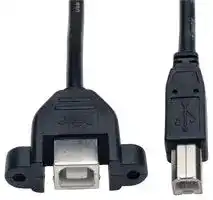 U025-001-PM: USB Cable, Type B Plug to Type B Receptacle, 300 mm, 1 ft, USB 2.0, Black