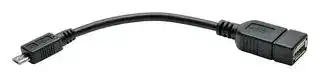 U052-06N: USB Cable, Micro Type B Plug to Type A Receptacle, 150 mm, 6 ", USB 2.0 OTG, Black