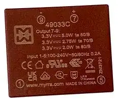 49033C: AC/DC PCB Mount Power Supply (PSU), ITE & Household, 1 Output, 5 W, 3.3 VDC, 1.5 A
