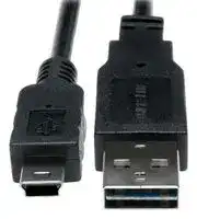 UR030-06N: USB Cable, Reversible Type A Plug to Mini Type B Plug, 150 mm, 6 ", USB 2.0, Black