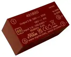 49180G: AC/DC PCB Mount Power Supply (PSU), ITE & Household, 1 Output, 20 W, 18 VDC, 1.111 A