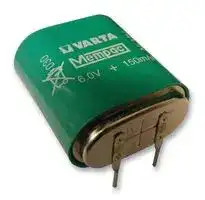55615605940: Rechargeable Battery, Robust, 6 V, Nickel Metal Hydride, 150 mAh, Button Cell, PCB Pins, 1