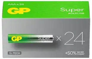 GPPCA24AU003: Battery, Ultra, Pack of 24, 1.5 V, AAA, Alkaline, Raised Positive and Flat Negative, 24