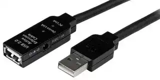USB2AAEXT10M: USB Cable, NA, UK, EU, Type A Plug to Type A Receptacle, 10 m, 32.81 ft, USB 2.0, Black