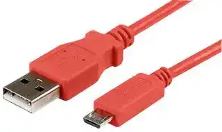 USBAUB1MPK: USB Cable, Type A Plug to Micro Type B Plug, 1 m, 3.28 ft, USB 2.0, Pink