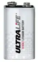 U9VL-J-P: Battery, 9 V, PP3, Lithium Manganese Dioxide, 1.2 Ah, Snap Contact, 1